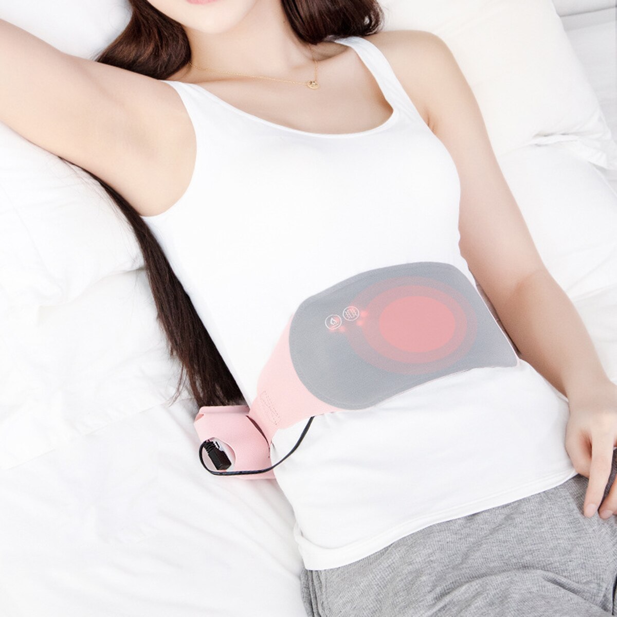 Portable USB Heated Belt Vibration Massage Warm Therapy Body Heating Pad For Woman Menstrual Period Cramps Relief Body Care Pad