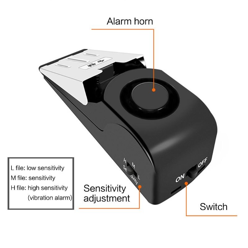 120dB 120dB Door Stop Alarm Portable Vibration Alert Burglar Security Door Stopper Blocking System for Home Travel Wireless