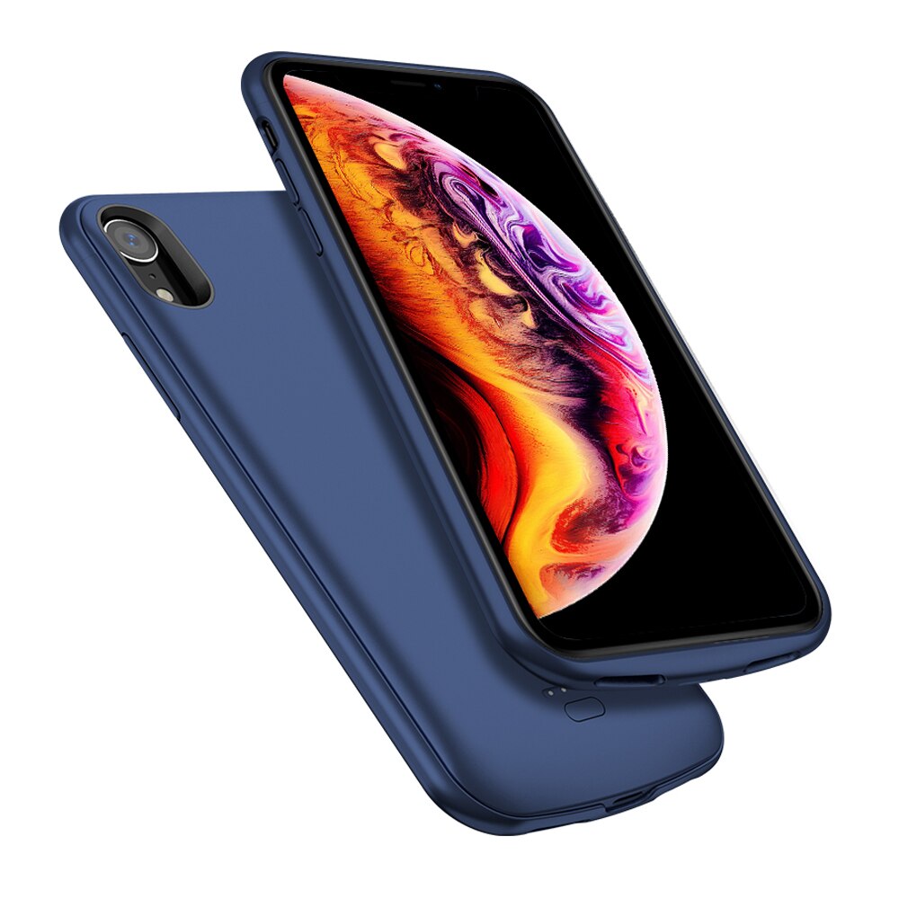 5000 mah para o iphone xr caso de carregamento da bateria externa inteligente ímã power bank pacote carregador proteger capa: Blue