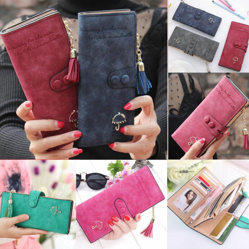 Women Leather Bifold Wallet Clutch Card Holders Purse Lady Long Handbag