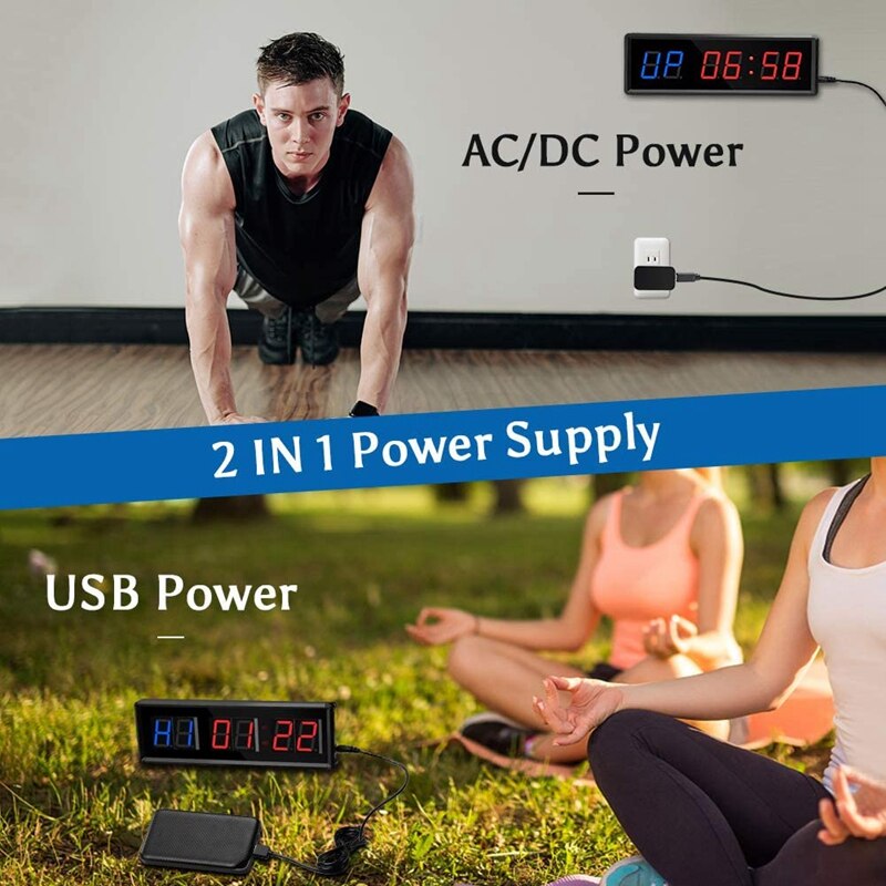 Training Gym Interval Timer Count Down/Up Clock,LED Gym Timer Stopwatch with Remote for Home Gym Fitness