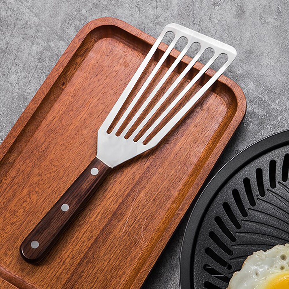 Fish Turner Set Fish Spatula With Wooden Handle Stainless Steel Fish Slice For Cooking Slotted Spatula Turner Cookware For BBQ