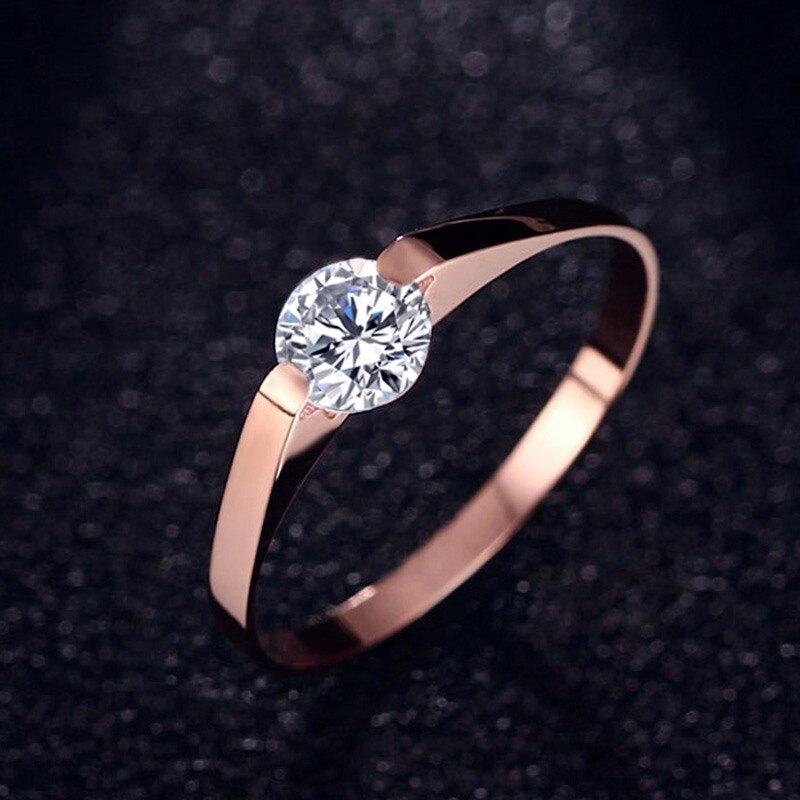 Vnox Vrouwen Rose Goud-Kleur Ring Trendy Cubic Zircon Stone Engagement Ringen Voor Meisje