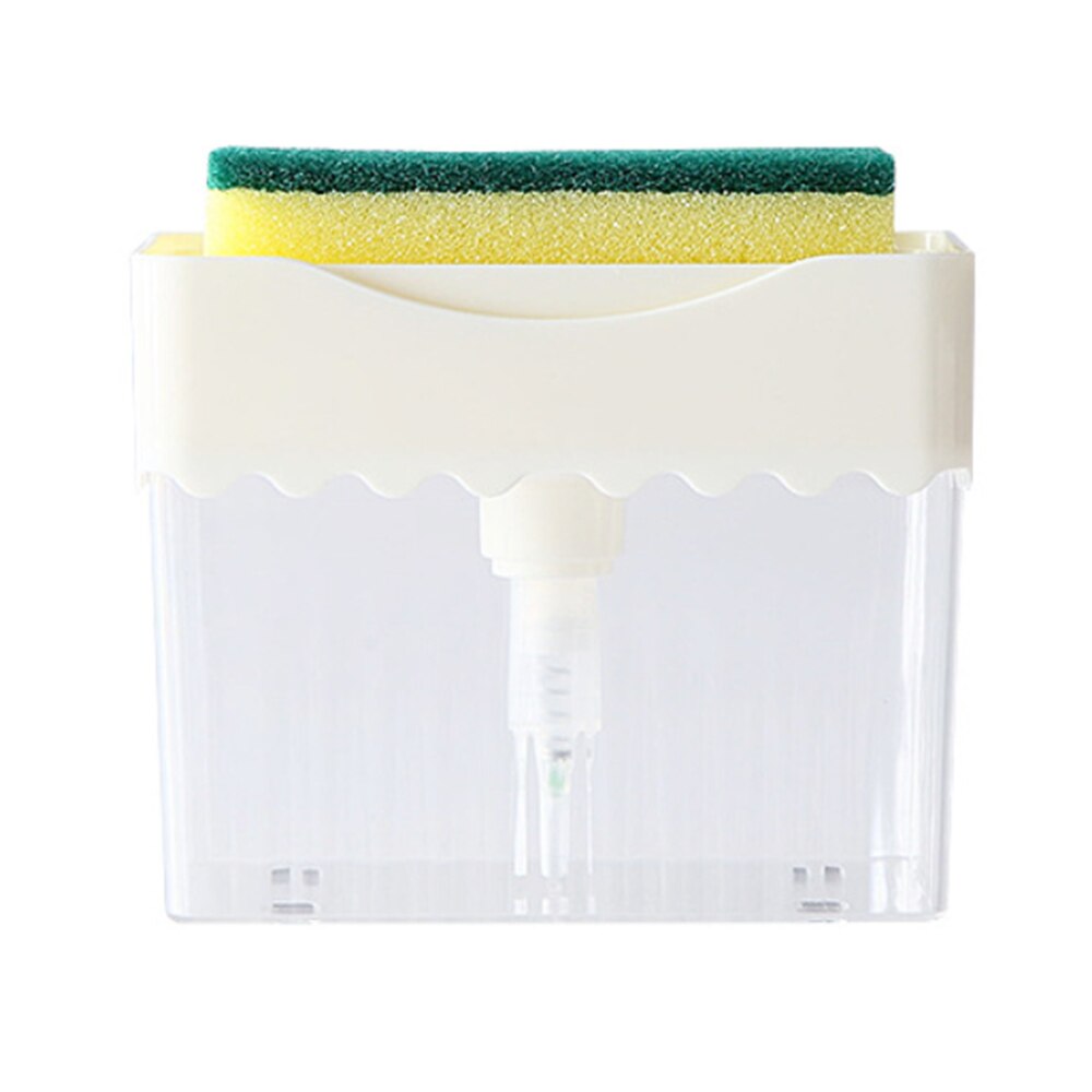 Press Soap Dispenser Sponge Detergent Liquid Dispenser Dishwashing Liquid Dispenser Box Press Automatic Soap Dispenser Kitchen: White