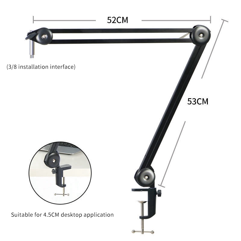 Microphone Arm Stand Heavy Adjustable Suspension Scissor Built-in Spring Mic Stand