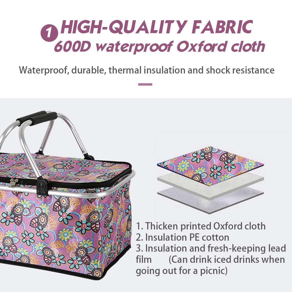 Folding Picnic Basket Insulated Fresh Outdoor Food Box Hiking Camping Lunch Box Portable Shopping Bag 9 Style Waterproof Ice Bag