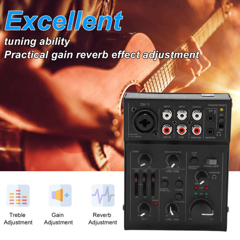 Compact Metal Digital Mixer Live Recording Audio Mixer Controller with Effects USB Power Supply Compact Audio Mixer Sound mixer