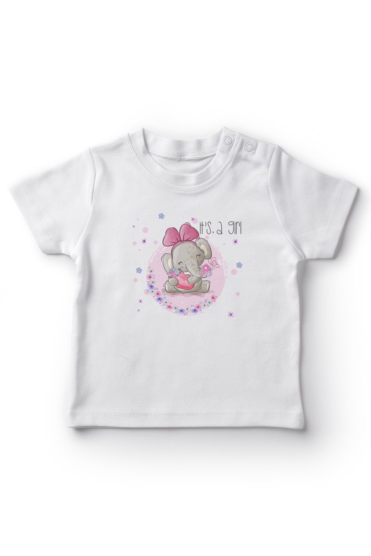 Angemiel bébé petit mignon éléphant bébé fille T-Shirt blanc