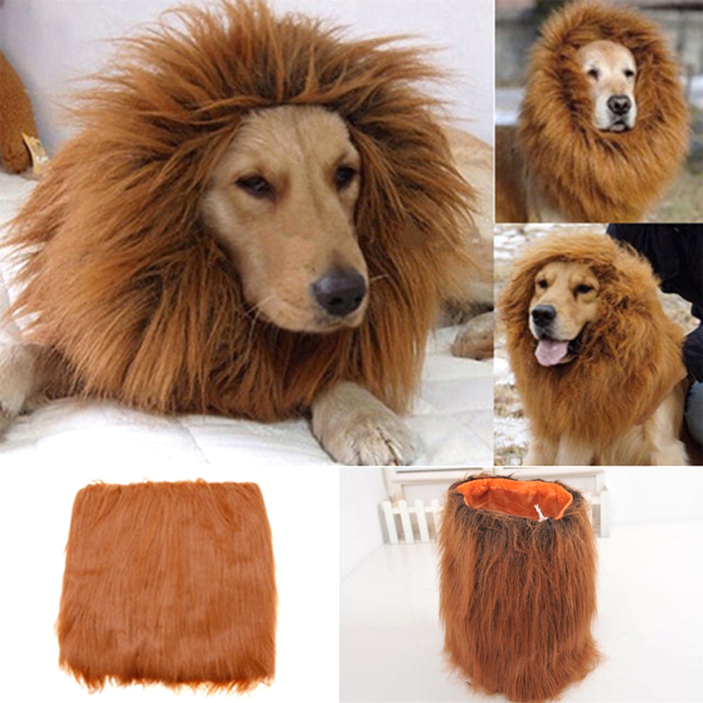 Lion perruques crinière cheveux grand chien chat Lion perruques Festival drôle chapeau déguisement vêtements Costume Lion crinière perruque mignon chapeau