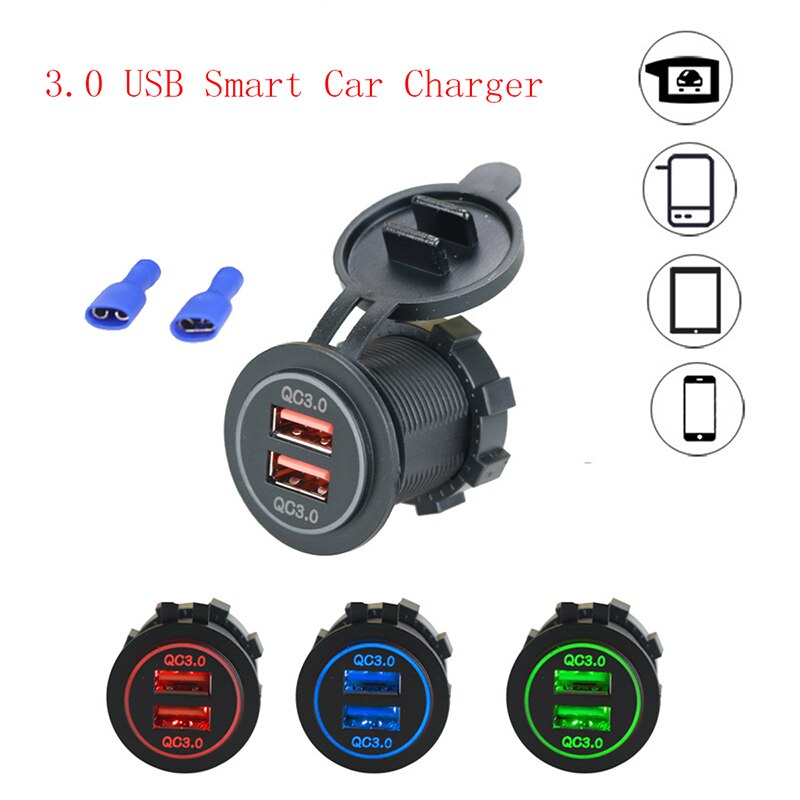 12V 24V Dual Qc 3.0 Usb Smart Auto Lader Snel Opladen Voor Cellphone Tablet Over pc Materiaal