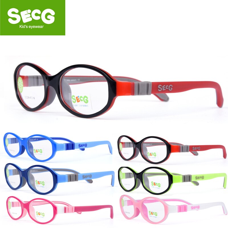 SECG Round Cute Children Glasses Frame Optical Myopia Glasses for Sight Kids Flexible Soft Spectacle Frame No Screw Eyeglasses