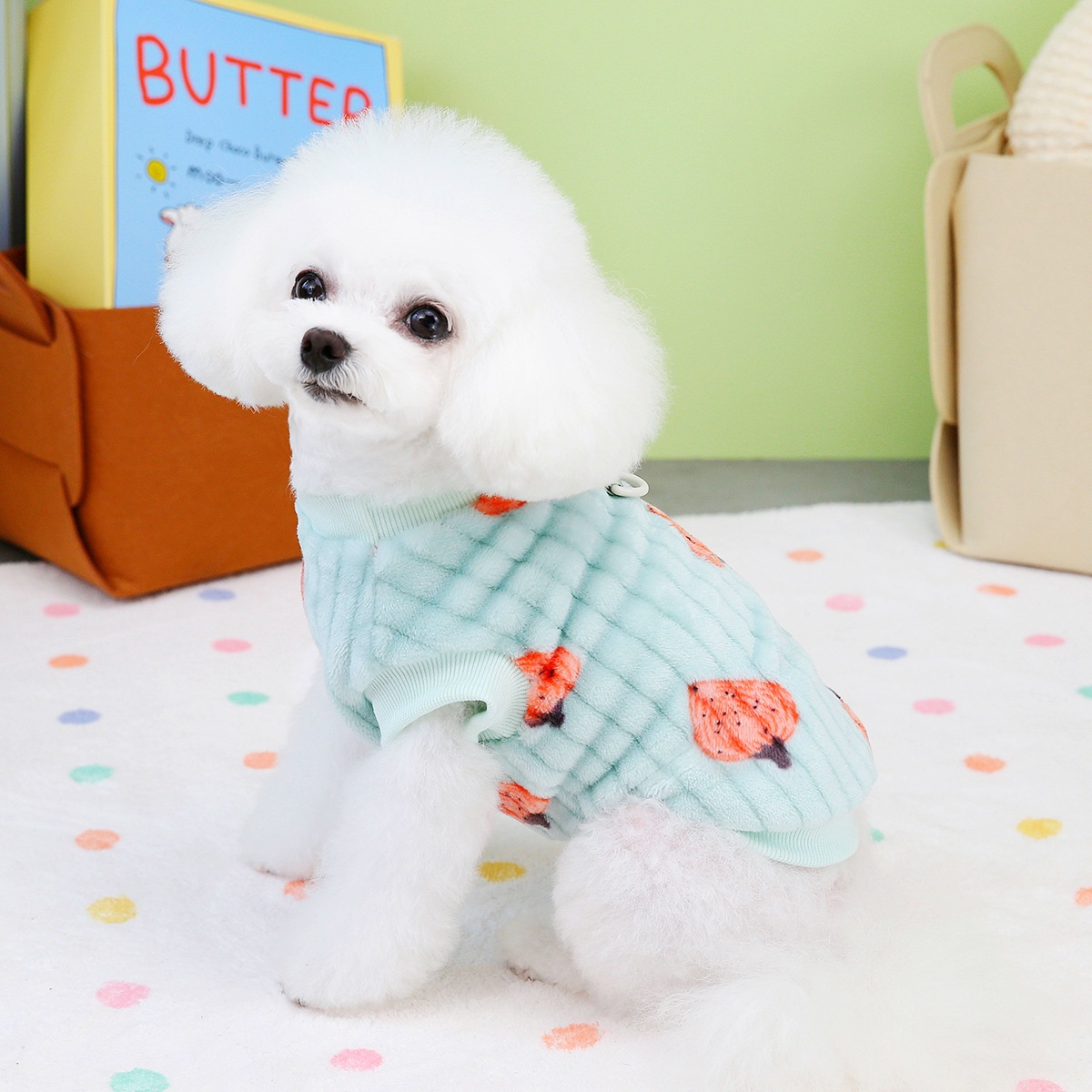 Haustier Fleece Weste Winter warme Hunde mäntel Welpen niedlichen Erdbeer muster Jacke für kleine mittlere Hunde Katzen Kleidung Chihuahua Kostüme: L / schwarz