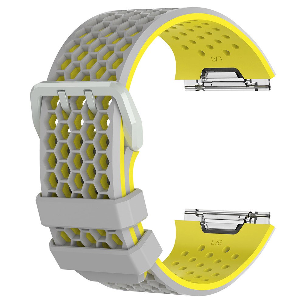 Bracelet de montre tschick pour fitbit ionic, bracelet de sport en silicone, bracelet de remplacement pour fitbit ionic: Gris jaune / Grand
