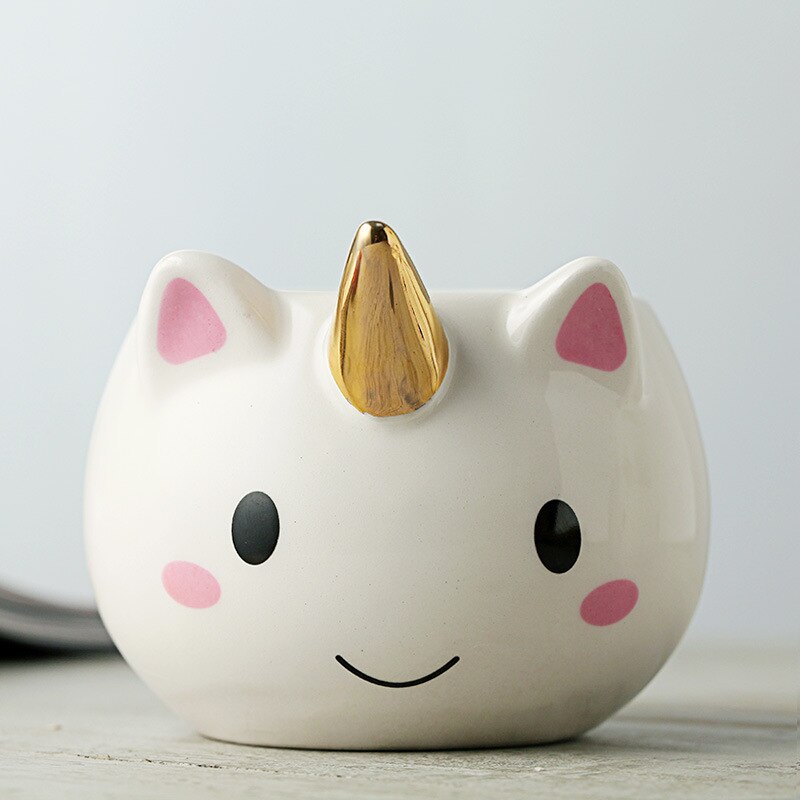 Tazas de unicornio de dibujos animados de Color de 350ml, taza de café de cerámica interesante, de taza de unicornio para niños y niñas con dolor de manos