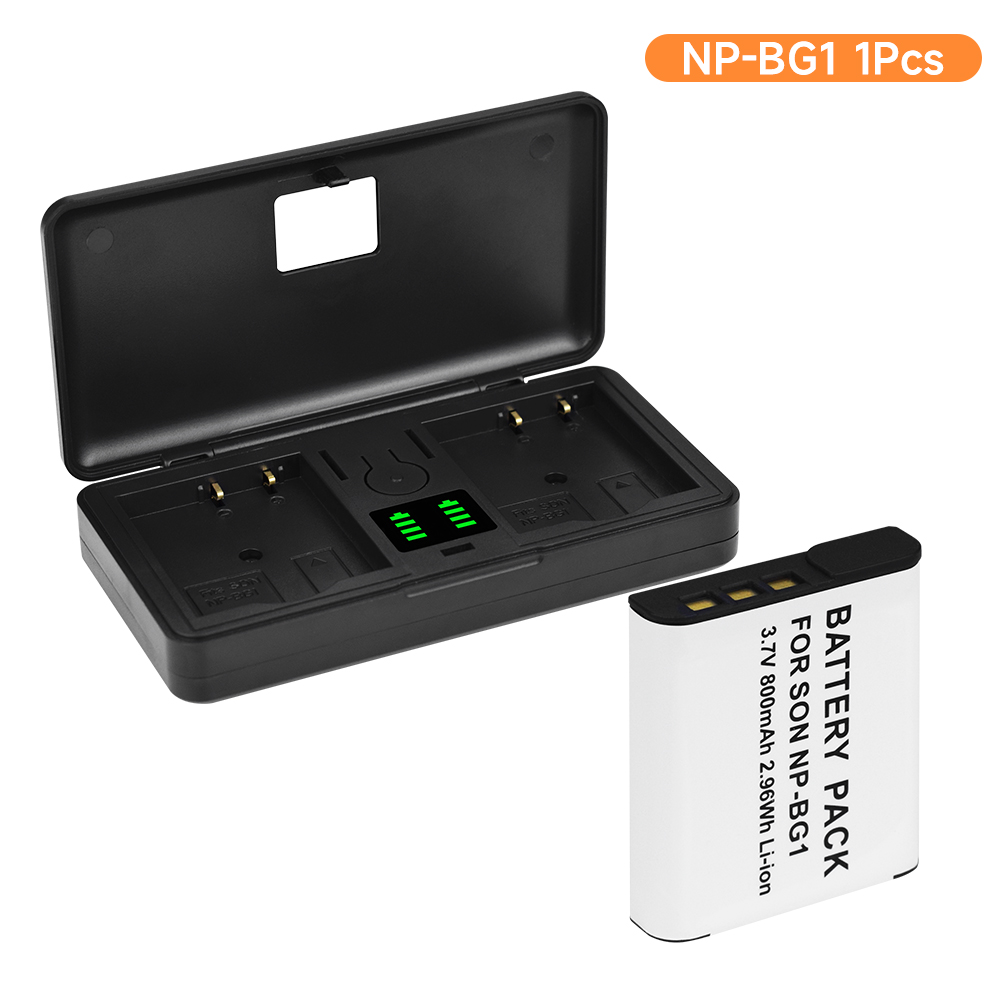 NP-BG1 NP BG1 Akku für Sony DSC-W210 DSC-W100 W50 H50 DSC-H55 DSC-H7 H3 H9 H10 NP-FG1 NP FG1 Lithium-Ionen-Akku mit Ladegerät: Gelb