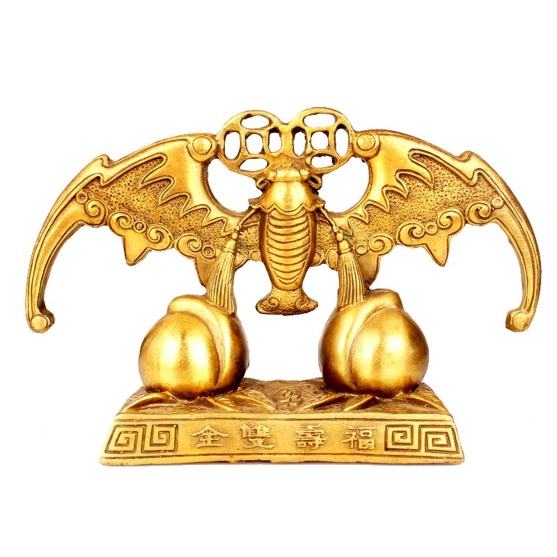 Ornements en laiton pour la maison, profitez à la fois de la felicité et de la longévité, décoration artisanale en forme de pêche: Or