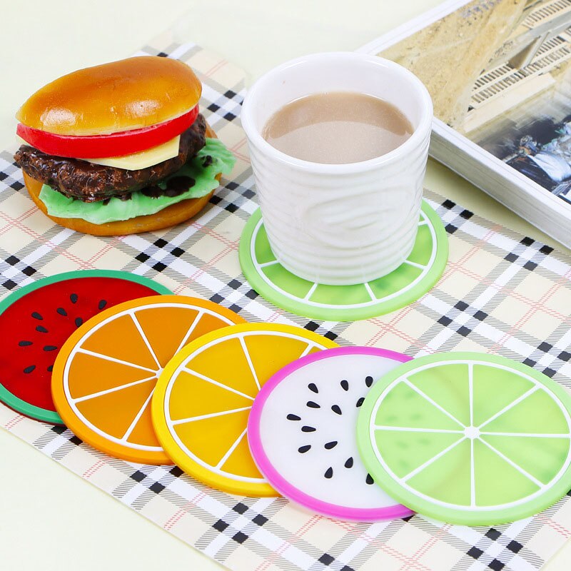 Juego de escritorio Kawaii para oficina, posavasos de fruta fresca, accesorios de colocación para tazas, tazas, Decoración de mesa, suministro organizador, 2 uds.