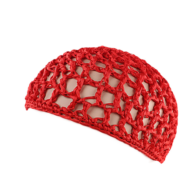 Filet à cheveux en maille pour femmes, bonnet de couleur unie, Turban de nuit pour dormir: Rouge