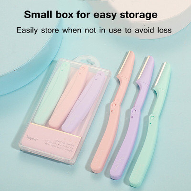 3 Stks/set Vouwen Wenkbrauw Trimmer Wenkbrauw Schaar Voor Beginners Veiligheid Schrapen Wenkbrauw Scheermes Schoonheid Dermaplaning Gereedschap