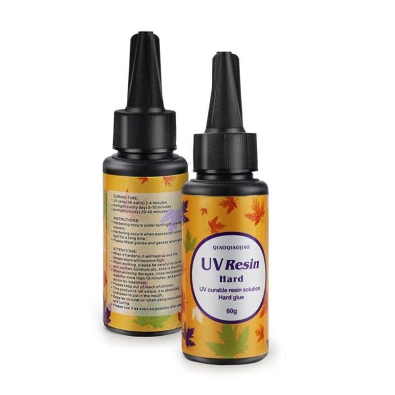 Resina UV de tipo duro, pegamento transparente de cristal, accesorios de curado, molde de cristal, fabricación de jabón, , 15g, 25g, 60g, 100g, 200g: 60g