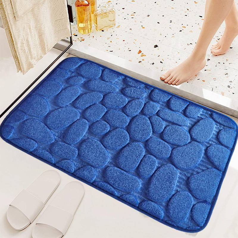 Large Bathroom Mat Soft Absorbent Pebble Foot Mat Anti Slip Bath Mat Bedroom Balcony Carpet Entrance Floor Mat Long Kitchen Mat: 1mx1m / Blue