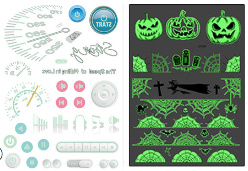 Luminous Stickers Decals Glow in the Dark decoration Fluorescent Cute smiley face stickers Christmas Halloween Luminous Sticker: F