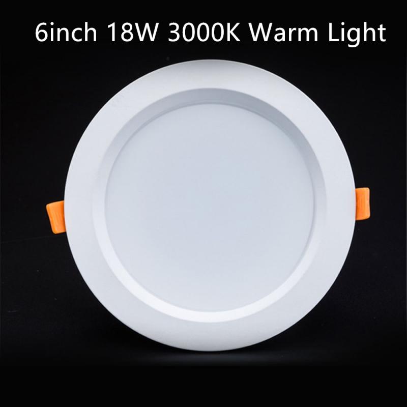 LED Downlight Energy Saving Ceiling Light Living Room Embedded Anti-glare Downlight Integrated Hole Light Home Downlight: 6inch 18W3000K