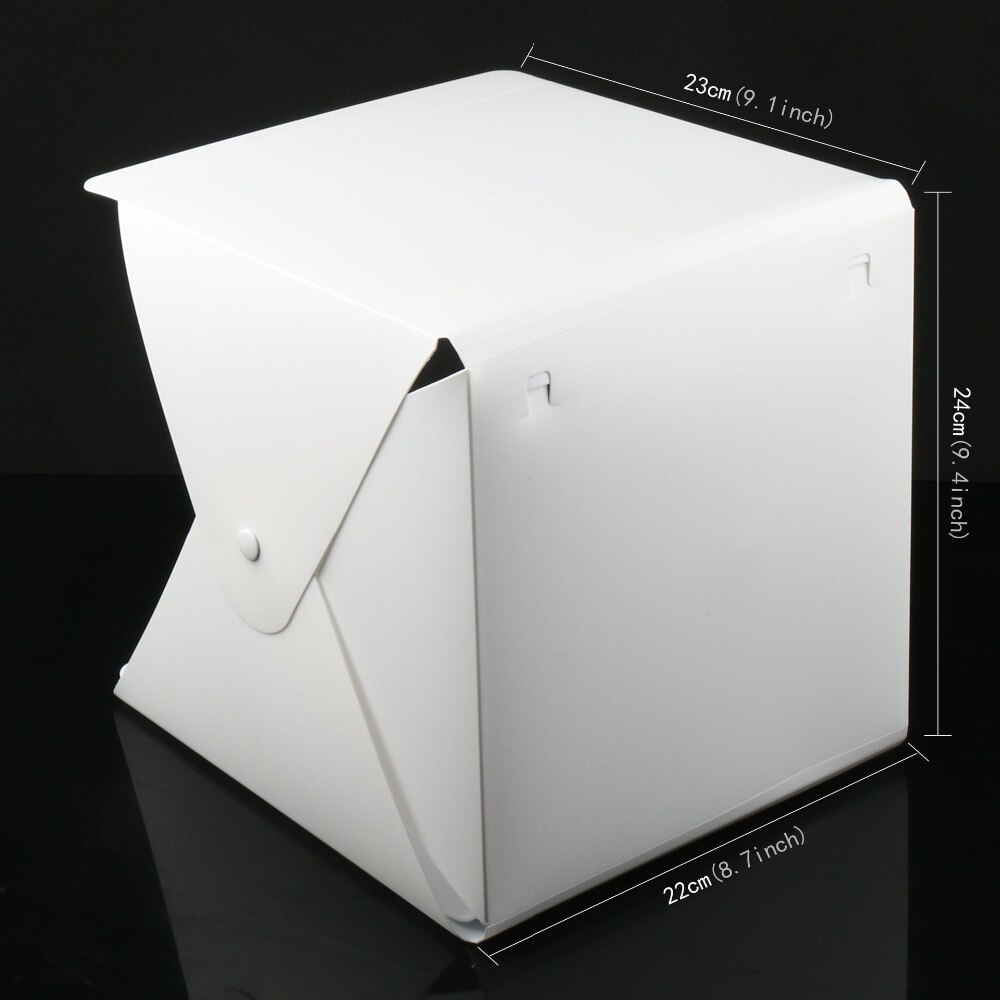 2 led folde lysboks mini bærbar fotografering fotostudie softbox justerbar lysstyrke lysboks sæt til dslr kamera