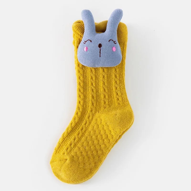 Kindje Anti Slip Vloer Schattige Dieren Katoenen Sokken Herfst Winter Pasgeboren Warme Dikke Zachte Baby Meisje Jongen Indoor Non Skid knie Sok: yellow rabbit / 12-36 Months(M)