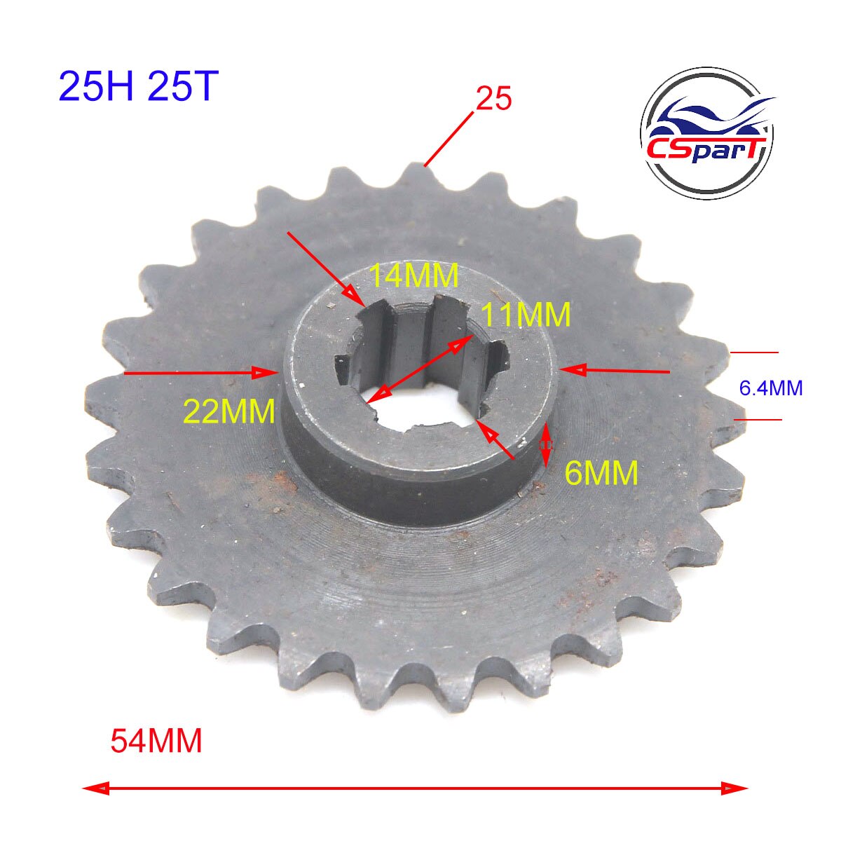 15 19 25 15T 19T 25T Tooth Teeth 6MM 25H Front Sprocket 47CC 49CC Mini Moto Dirt Pit Bike Parts: 25T