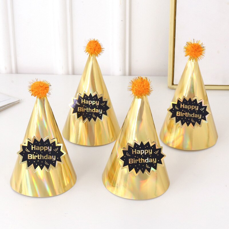 Golden birthday hat gold sequin cardboard birthday party hat birthday party decoration supplies gold silk party hat