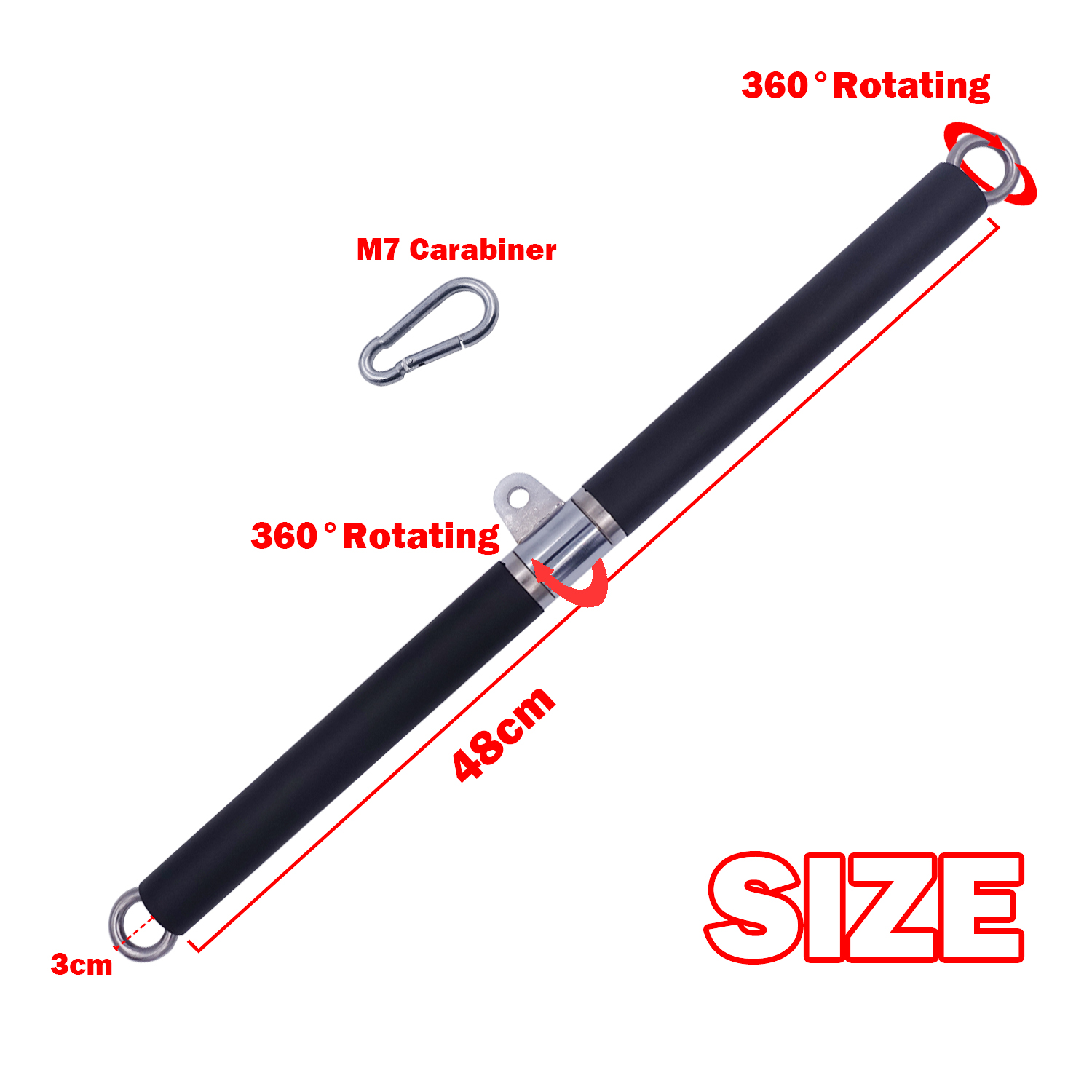 pesas gimnasio Máquina de Cable de barra recta giratoria para gimnasio de trabajo pesado, barra de tracción con anillo de rodamiento, equipo de entrenamiento de remo para el hogar