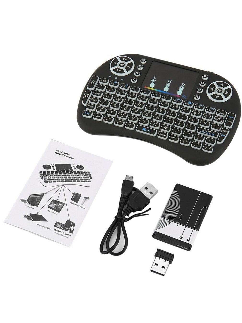 2.4GHz Wireless Keyboard for Android TV Box PC laptop 92 Keys DPI adjustable Wireless Keyboard Backlight with Touchpad Mouse: Default Title