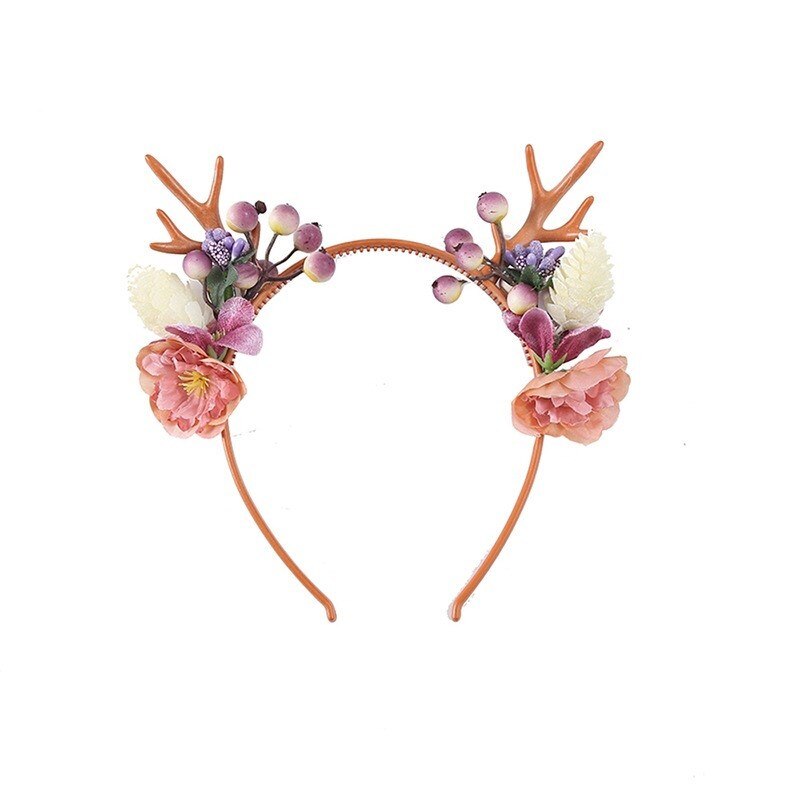Kerst Hoofdbanden Gewei Elastische Hoofdband Kids Hoofddeksels Rendier Bloem Ornamenten Kerstversiering Partij Cosplay: Paars