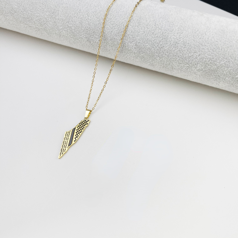 Halsband i rostfritt stål, arabisk karta, halsdukshänge, herrhalsband för kvinnor, mellanösternaccessoarer, europa och usa: Blå vit förzinkad