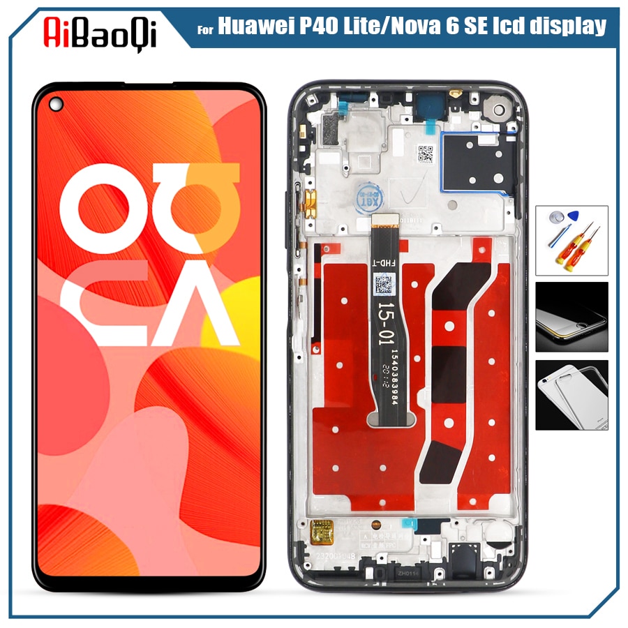 Originele 6.4 Inch Voor Huawei P40 Lite Lcd Display P40 Lite/Nova 6 Se Touch Screen Digitizer Vergadering Onderdelen + Gereedschap