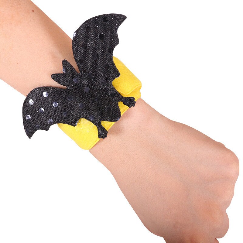 1 pièces Halloween chauve-souris citrouille araignée blanc fantôme noir fantôme tête de crâne Snap anneau Bracelet fantôme Festival fête décoration: 03