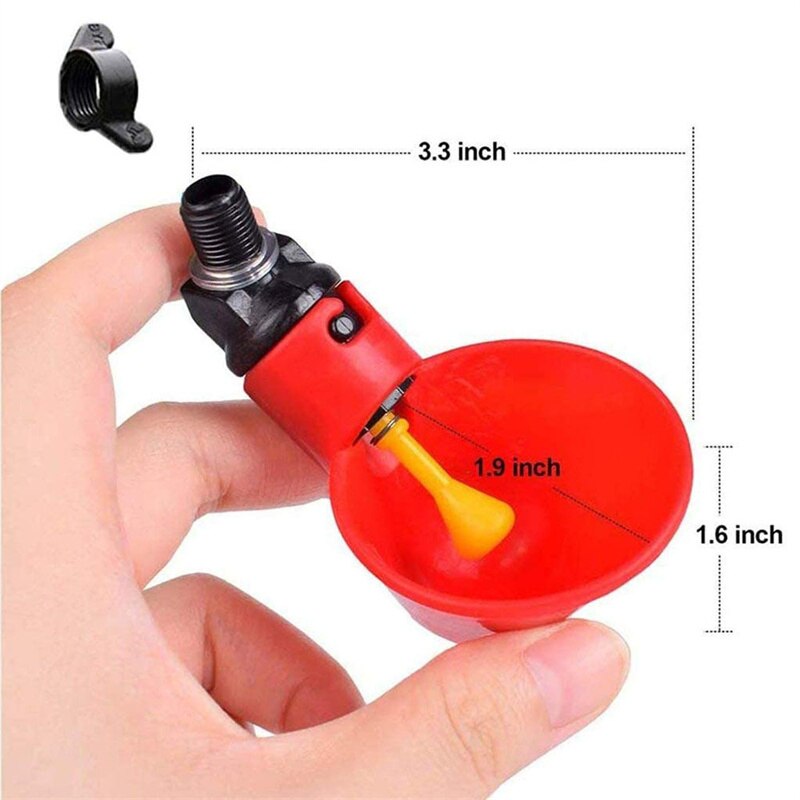 Automatic Chicken Water Cup Waterer Bowl Kit Farm Coop Poultry Waterer Drinking Water Feeder for Chicks Duck Goose Turkey Quail
