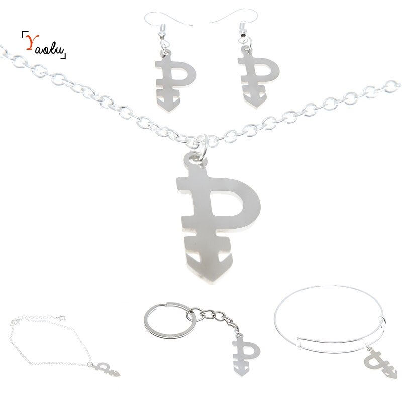 Conjunto de joyería Pansexual talismán de símbolo LGBT, gargantilla de acero inoxidable, colgante, brazalete, pendiente de tobillo Kerying: 1set