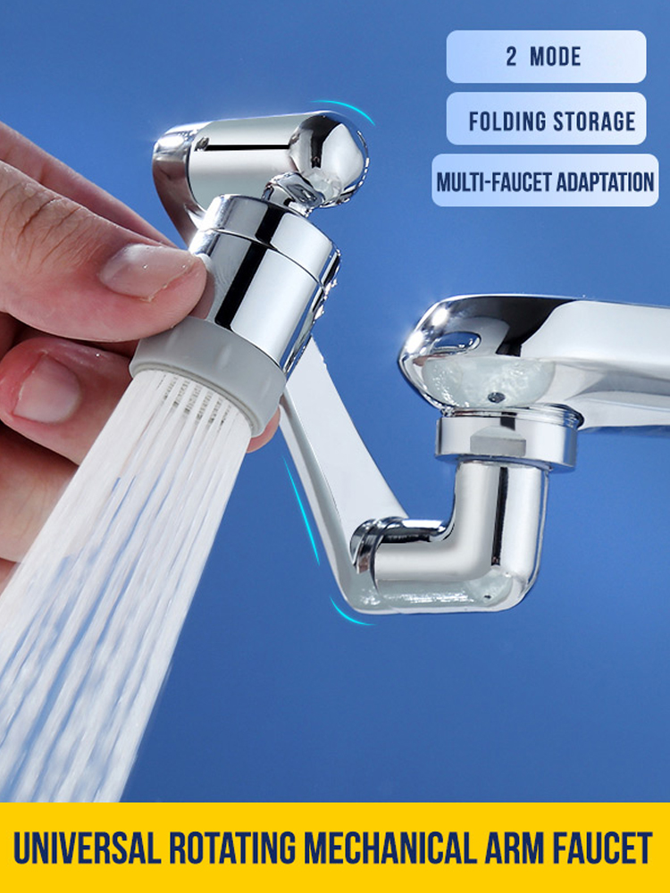 Edelstahl Universal 1440 ° drehbar Roboterarm drehbar Verlängerung Wasserhahn Belüfter Küchen spüle Wasserhahn Extender 2 Wasser durchfluss modus