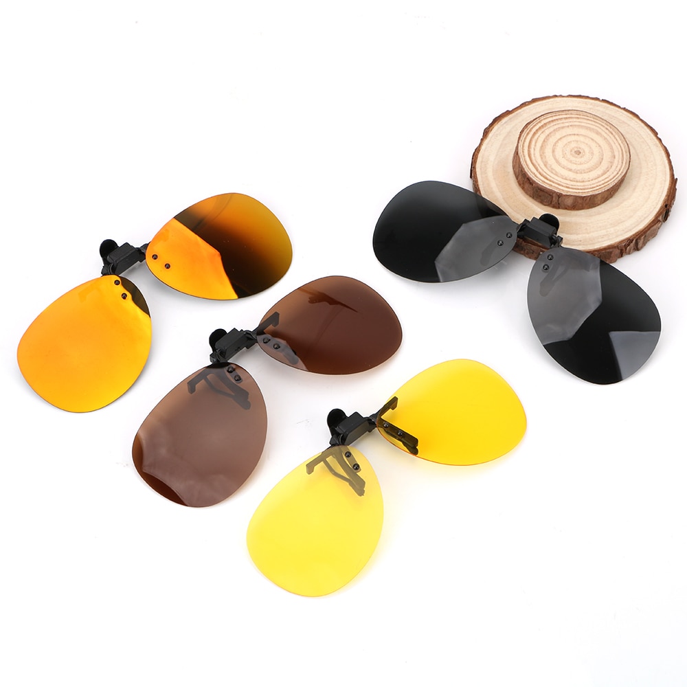 Gepolariseerde Clip-on Zonnebril, 2 Stuks Anti-glare Dag- En Nachtzicht Brillenglazen Opklapbare Uv Bescherming Randloze Bril Voor Buiten Reizen