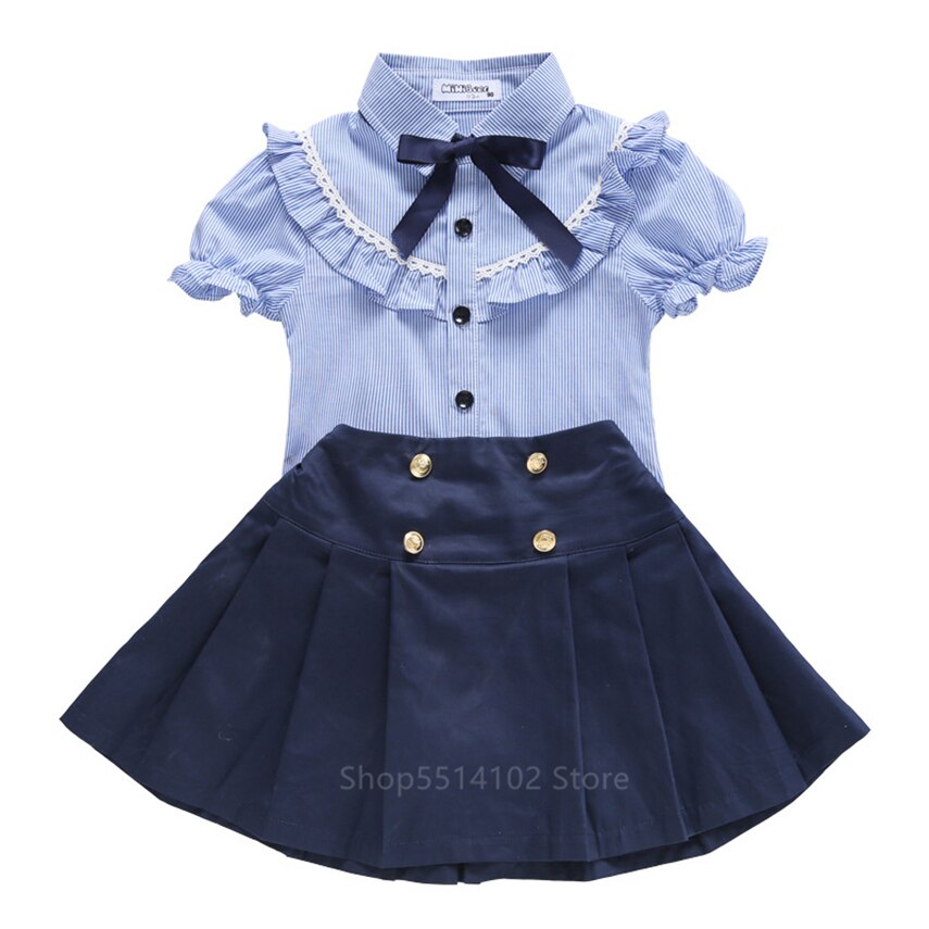 Children Children School Uniform Japanese Student Clothing Set Boy Girls 2PCs Short Sleeve Summer Navy Suit Primary Kindergarten