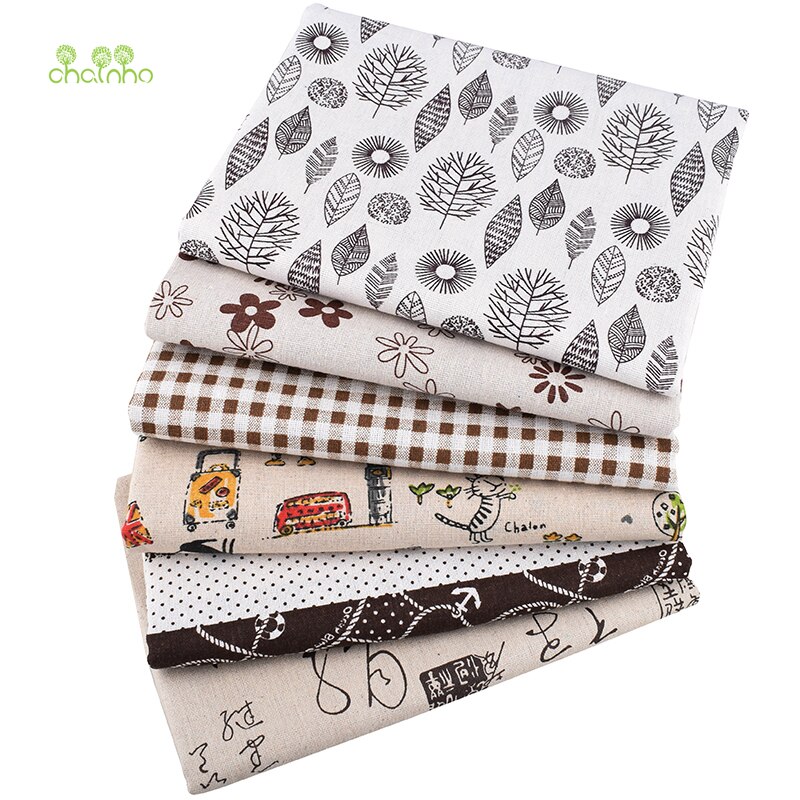 Chainho, kaffefargeserie, trykt bomullslinstoff til gjør-det-selv quilting og sy sofa, bordklær, gardin, veske, putemateriale