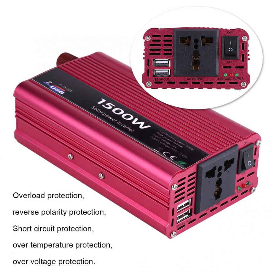 1500w dc 12v til  ac 230v bilstrømomformer omformer dobbel usb-laderadapter modifisert sinus