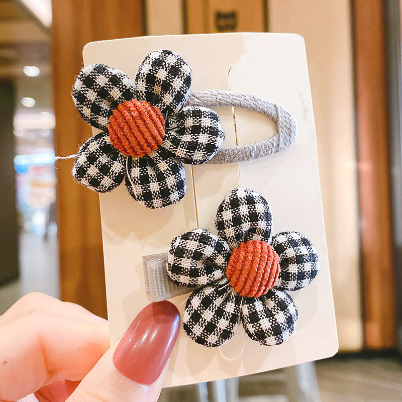 Bebê clipes de cabelo pinos para crianças kawaii pequenas flores da criança do bebê meninas xadrez acessórios para o cabelo conjunto criança barrettes bb clipe arco: 16