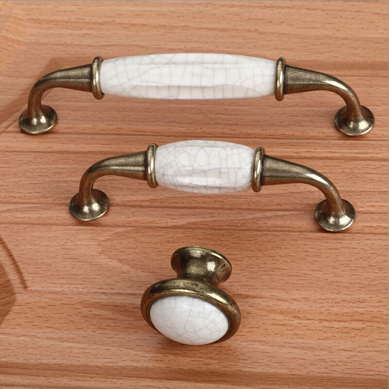 Antikke crack garderobe dørhåndtag håndtag marmor keramisk skab skuffe knopper europæisk stil møbler hardware