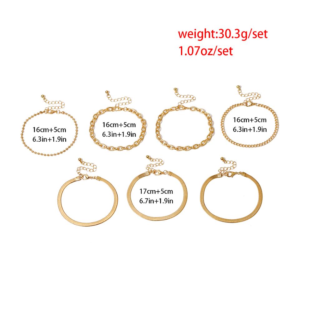7 pièces/ensemble de Punk serpent chaîne Bracelets ensemble femmes brassard Boho gros métal lien Bracelet Bracelet main bijoux