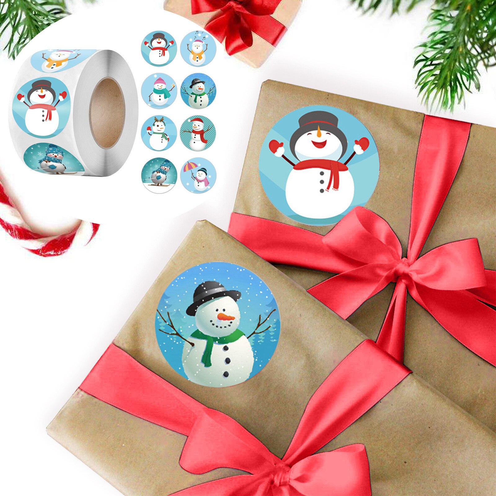 500 Berichten/Roll Kerst Cartoon Sticker Kinderen Kerst Jaar Verpakking Sealing Sticker Party Zelfklevend Etiket Kerst # t1P