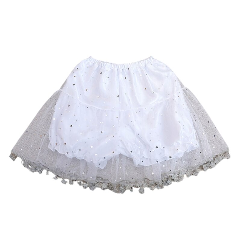 Women Petticoat Pant Pettipants Short Half Slips Underskirt with Star Tassel 17 In for Lolita Cosplay Vintage Party: Gray