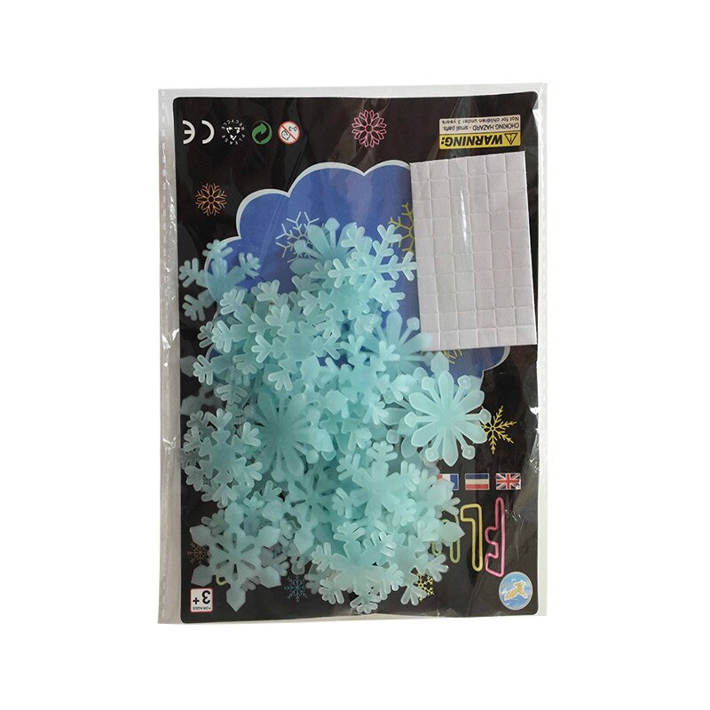 100 stuks/pak kleurrijke lichtgevende sneeuwvlok muurstickers 3cm glow in the dark sneeuwvlokken voor thuiskamer kinderkamer bedankjes stickers decoratie: B03